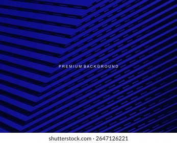 Um fundo azul elétrico com um arranjo de linhas geométricas diagonais que cria a ilusão de profundidade 3D, ideal para projetos de design que exigem uma sensação moderna e dinâmica.
