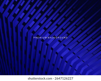Um fundo azul elétrico com um arranjo de linhas geométricas diagonais que cria a ilusão de profundidade 3D, ideal para projetos de design que exigem uma sensação moderna e dinâmica.