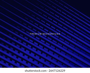 Um fundo azul elétrico com um arranjo de linhas geométricas diagonais que cria a ilusão de profundidade 3D, ideal para projetos de design que exigem uma sensação moderna e dinâmica.