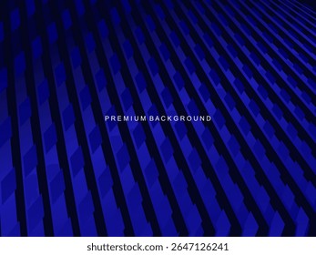 Um fundo azul elétrico com um arranjo de linhas geométricas diagonais que cria a ilusão de profundidade 3D, ideal para projetos de design que exigem uma sensação moderna e dinâmica.