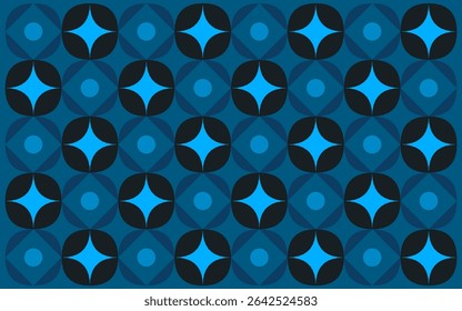 Electric blue batik design in bold Indonesian ethnic style. The high-contrast floral pattern creates a striking background for textiles and design rooted in tradition and rhythm. Floral background art