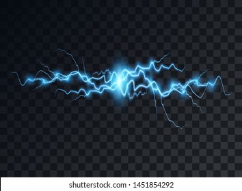 Electric blue discharge, flash, transparent glow. Vector design element on isolated background.