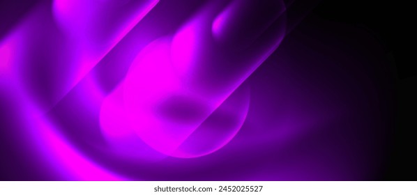 An electric blue font intertwined with purple and violet gas patterns, creating a mesmerizing purple glowing wave on a black background