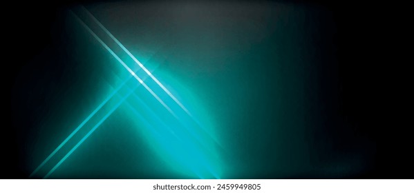 Una luz azul eléctrica está creando un efecto de destello de lente sobre un fondo negro, parecido a un cielo vibrante durante un evento único, con un toque de magenta y un patrón geométrico de rectángulos