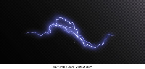 Electric blue lightning bolt with glowing aura and sparkling particles on a dark transparent background. A flash of raw magical power, perfect for fantasy effects or energy-based visuals.