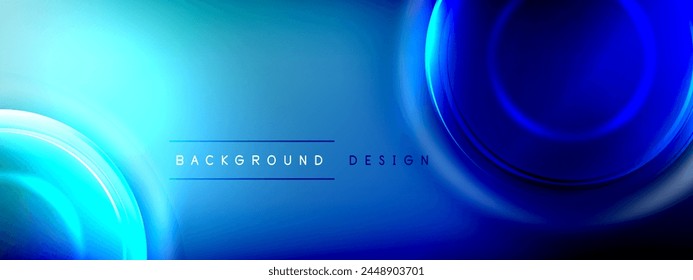 Electric blue rectangle surrounded by glowing circles on a blue background, resembling macro photography of water droplets on a surface, capturing the essence of the sky in a unique font style