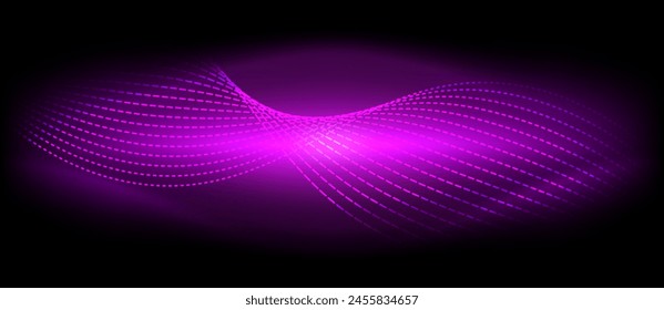 An electric blue wave with purple tints and shades, creating a mesmerizing pattern on a black background. The dots add a touch of magenta to this striking art piece