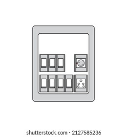 Electric board with 7 switches, 1 fan regulator and 1 socket flat design.