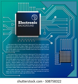 Electric board background with computer circuit vector Illustration