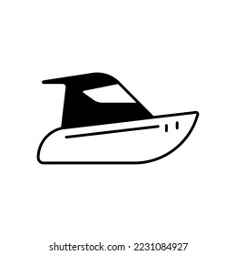Electric Boat Icon, Enjoy the Edge of the Ocean or Lake With a Small Boat.