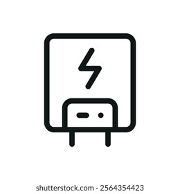 Electric boiler isolated icon, wall mounted electric boiler for central heating system vector symbol with editable stroke