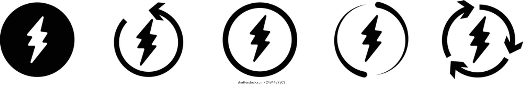 Electric bolt flash icon. Lightning Bolt, electricity, power icon on transparent background. Icon