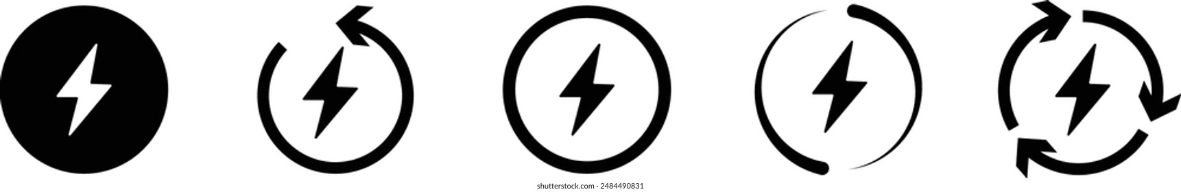 Electric bolt flash icon. Lightning Bolt, electricity, power icon on transparent background. Icon