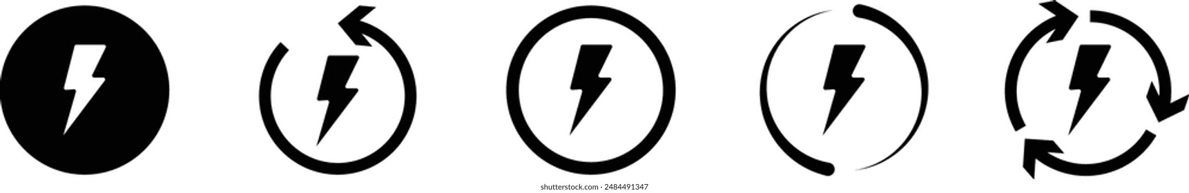 Electric bolt flash icon. Lightning Bolt, electricity, power icon on transparent background. Icon