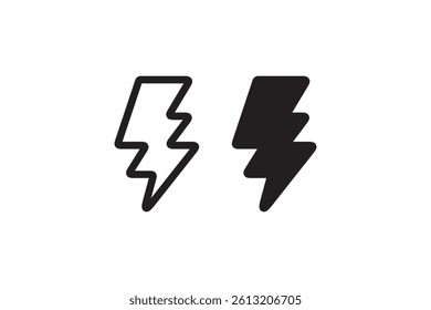 Electric bolt icon in outline and solid style Vector