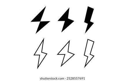 Electric bolt icon, voltage icon set,Electric power icon ,light icon vector