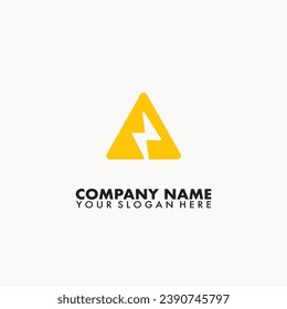 Electric bolt sign with delta triangle logo design template on isolated background.
