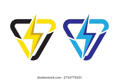 Electric Bolt Triangle Energy Logo Design Icon Vector Template