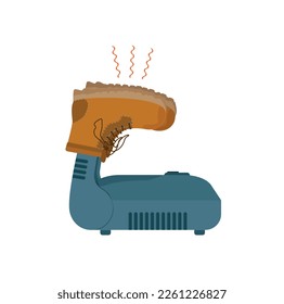 Electric boot dryer. Equipment for drying and shoe care. Vector illustration.