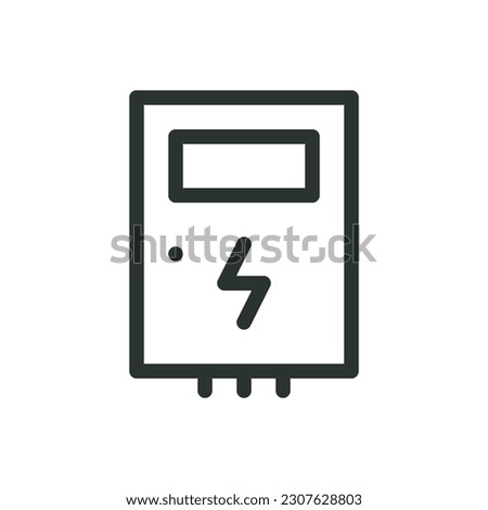 Electric box isolated icon, electrical service panel vector icon with editable stroke
