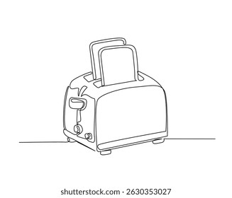Ilustração de desenho de esboço de torradeira de pão elétrico. um desenho de linha contínua de torradeira de pão.