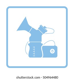 Electric breast pump icon. Blue frame design. Vector illustration.