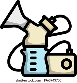 Electric Breast Pump Icon. Editable Bold Outline With Color Fill Design. Vector Illustration.