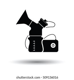 Electric breast pump icon. White background with shadow design. Vector illustration.