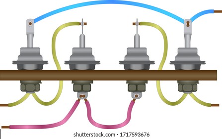 An electric bridge circuit  with four big semiconductor diodes without a heat-sink