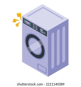 Electric broken wash machine icon isometric vector. Repair appliance. Washing home