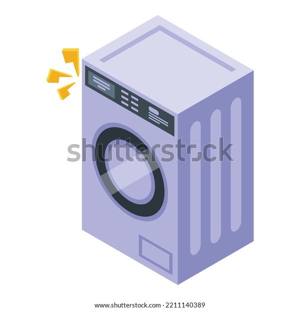 Electric broken wash machine icon isometric\
vector. Repair appliance. Washing\
home