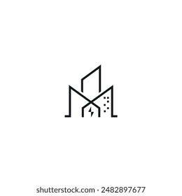 Icono de diseño de logotipo de edificio eléctrico