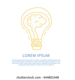 Electric Bulb With Brain Inside Illustration