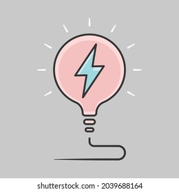 Electric bulb with cable icon. Flat style illustration isolated.