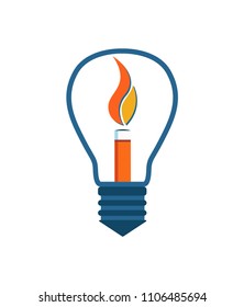 Electric bulb and cigarette with fire on top, concept of harmful effect on peoples body of tobacco products, vector illustration isolated on white