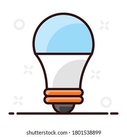 Bombilla eléctrica en estilo plano editable, luz de energía 