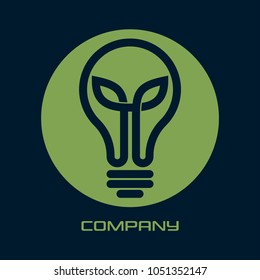 electric bulb and green leaves logo