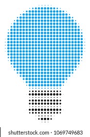Electric Bulb halftone vector pictogram. Illustration style is dotted iconic Electric Bulb icon symbol on a white background. Halftone texture is round items.
