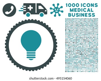 Electric Bulb icon with 1000 medical business soft blue vector pictographs. Clipart style is flat bicolor symbols, white background.