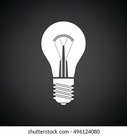 Electric bulb icon. Black background with white. Vector illustration.