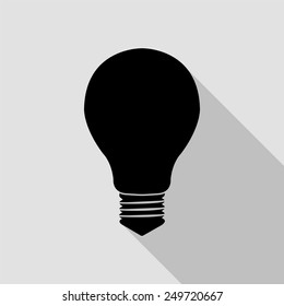 electric bulb icon - black illustration with long shadow