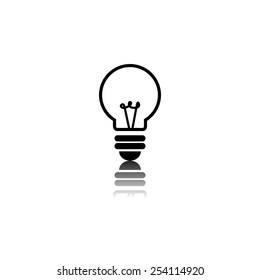 electric bulb icon - black vector illustration with reflection