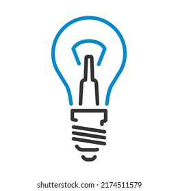 Icono de la bombilla eléctrica. Contorno de negrita editable con diseño de relleno de color. Ilustración vectorial.