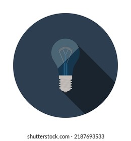 Icono de la bombilla eléctrica. Diseño De Esténcil De Círculo Plano Con Sombra Larga. Ilustración vectorial.