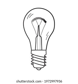 Electric Bulb Icon. Hand Drawn Sketch Design. Vector Illustration.