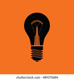 Electric bulb icon. Orange background with black. Vector illustration.