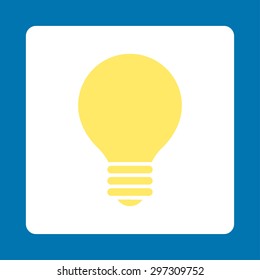 Electric Bulb icon from Primitive Buttons OverColor Set. This rounded square flat button is drawn with yellow and white colors on a blue background.