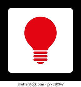 Electric Bulb icon from Primitive Buttons OverColor Set. This rounded square flat button is drawn with red and white colors on a black background.