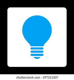 Electric Bulb icon from Primitive Buttons OverColor Set. This rounded square flat button is drawn with blue and white colors on a black background.