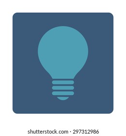 Electric Bulb icon from Primitive Buttons OverColor Set. This rounded square flat button is drawn with cyan and blue colors on a white background.